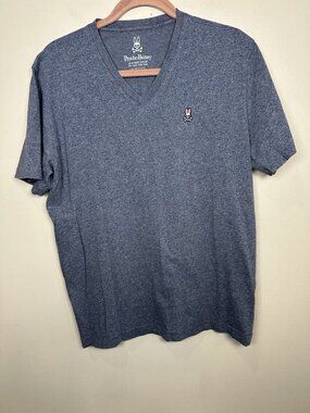 Psycho Bunny Mens V-neck T-shirt Size 6 Large Gray Pima Classic Soft